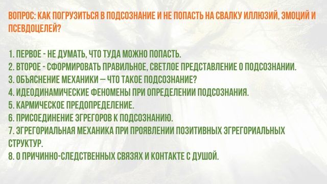 Мини-лекция: Как погрузиться в подсознание и не попасть на свалку иллюзий, эмоций и псевдоцелей? смотреть онлайн