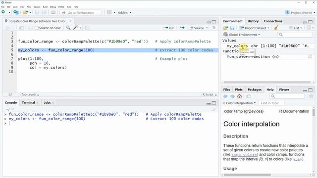 Create Color Range Between Two Colors in R (Example) | Gradient Scale of Hex Code | colorRampPalett смотреть онлайн