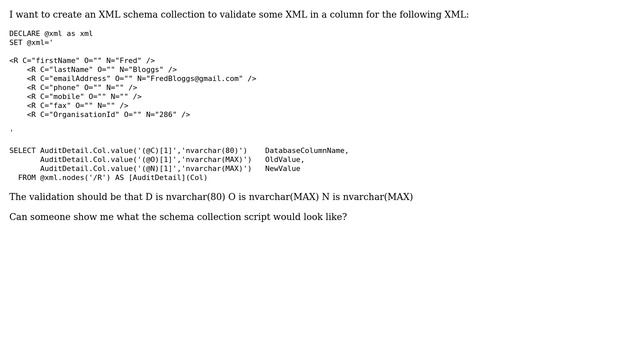 Databases: Create an XML Schema collection in SQL Server 2012? смотреть онлайн