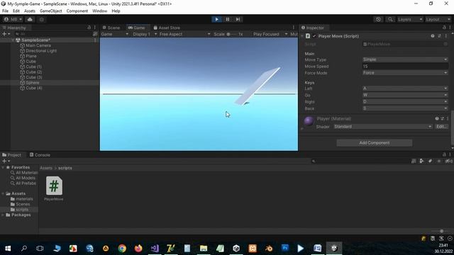 Самая простая игра Unity – Перемещение с помощью Rigitbody AddForce – Unity3D C# (Урок 3) смотреть онлайн