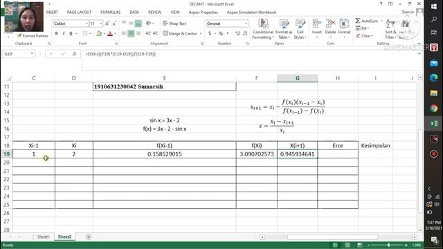 (85) 5.1.1 | sin x = 3x - 2, iterasi Secant menggunakan Ms Excel смотреть онлайн