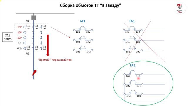 Как учитывать полярность ТТ при подключении РЗА смотреть онлайн