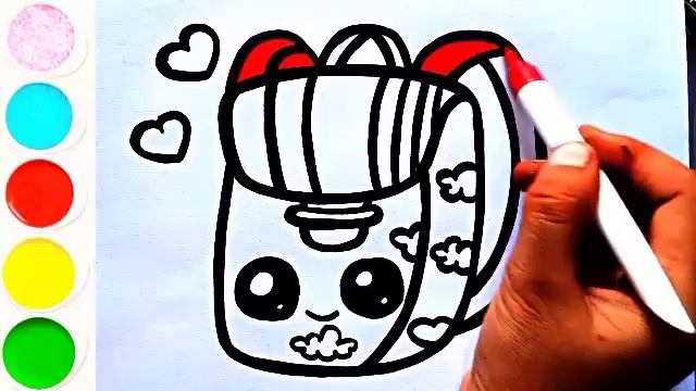SCHOOL BAG Drawing, Painting and Coloring for kids & Toddlers | How to Draw cute Bag смотреть онлайн