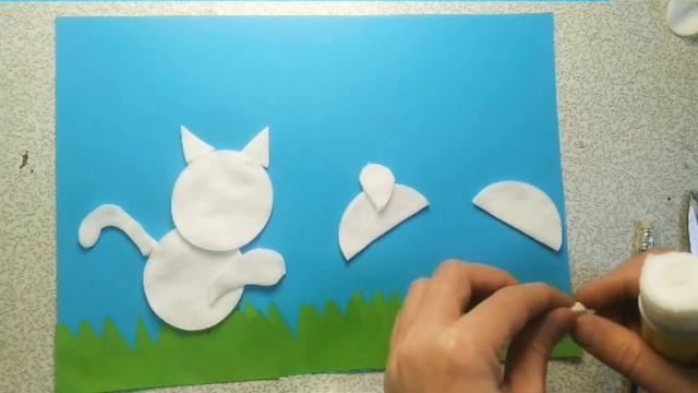 Аппликация из ватных дисков " Кот и мышки" своими руками:) смотреть онлайн