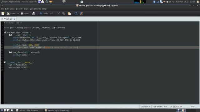 Jython = Java + Python - Simple window with a button смотреть онлайн