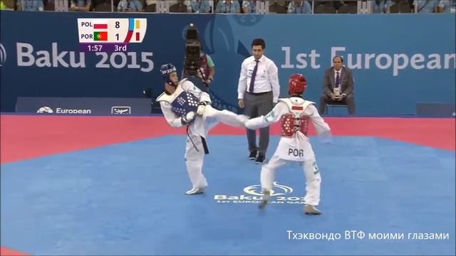 ROBAK (POL) – SILVA (POR) | QUARTERFINAL MEN'S-68kg | TAEKWONDO WTF | BAKU 2015 EUROPEAN GAMES смотреть онлайн