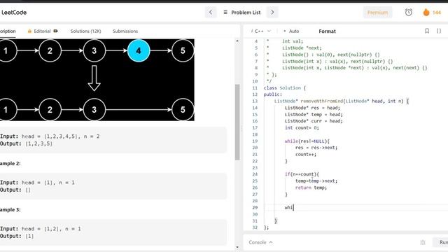 Remove Nth Node from End of List | Medium | Leetcode 19 | C++ | DSA смотреть онлайн