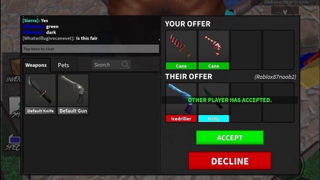 What do people offer for rare 2015 cane set in murder mystery 2 (Roblox mm2) смотреть онлайн