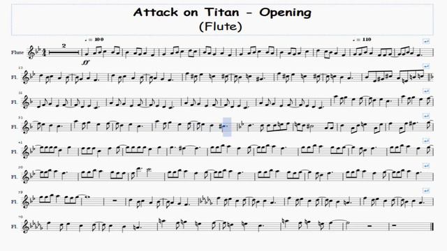Attack on Titan - Opening - Flute Free Sheet Music смотреть онлайн