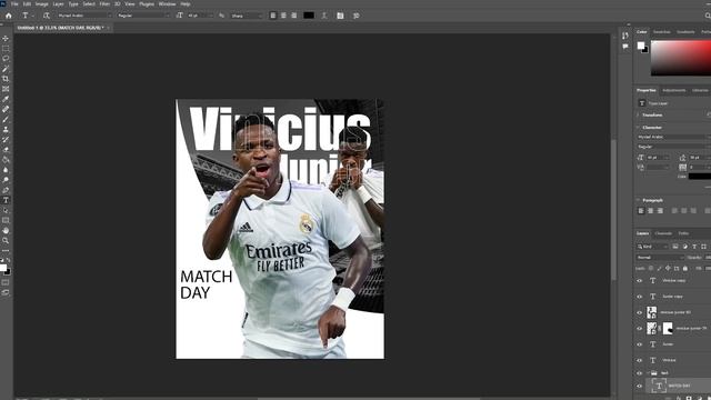 ▫️ Free PSD | Poster Design - Real Madrid - Vinicius Junior ⚪ - Photoshop Tutorial | تصميم رياضي смотреть онлайн