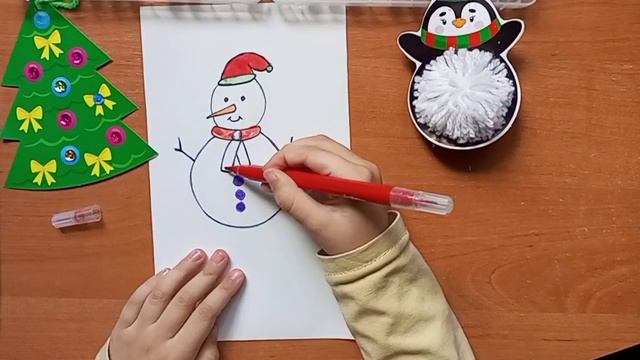 Как нарисовать СНЕГОВИКА, рисунки на Новы год DIY #creative #christmas #satisfaing #snowman смотреть онлайн