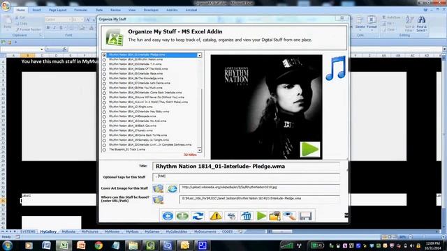 Use Excel to Play Music and Movie files via the "Organize My Stuff Excel Add-In" смотреть онлайн