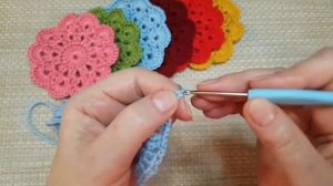 Всего 4 ряда. Салфеточка под кружку. Вязание крючком