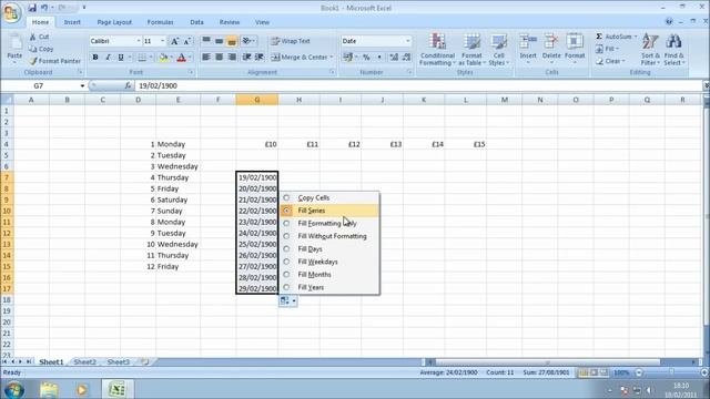 Excel 2007 Auto Fill