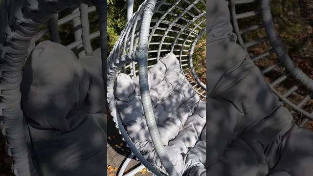 Подвесное кресло-кокон Flata с серой подушкой смотреть онлайн