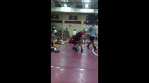 Youth wrestling little Girl pins Boy with banana split