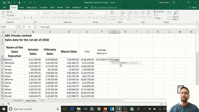 MS Excel 2016 Tutorial #2 | Learn basic functions sum, Average, count, minimum, maximum (2018) смотреть онлайн