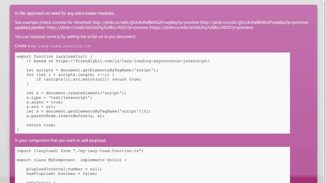 Angular2 with Typescript, how to use Plupload CDN script file in lazy-loaded module? смотреть онлайн