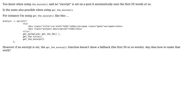 Wordpress: get_the_excerpt() with fallback like the_excerpt() смотреть онлайн