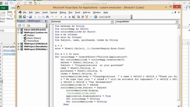 Send a custom email to everyone on an Excel list. смотреть онлайн
