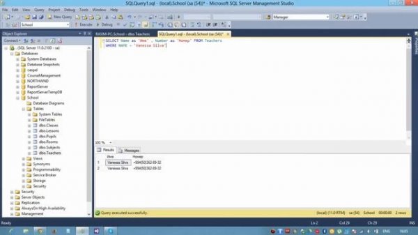 [MSSQL Server] Урок 2. Операторы SQL [SELECT INSERT UPDATE DELETE] Часть 1/ 2