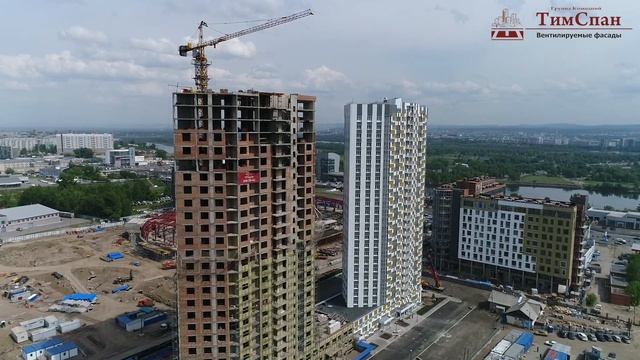 Навесной вентилируемый фасад от Компании ТимСпан. Стальная композитная панель. ЖК Новая панорама. смотреть онлайн