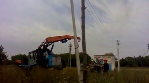 Установка железобетонных опор СВ-9,5 для ВЛИ-0,4 кВ