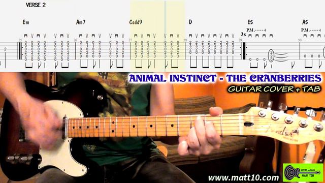 ANIMAL INSTINCT Guitar Cover + TAB The Cranberries | Chords Riff Solo | Easy Guitar Song