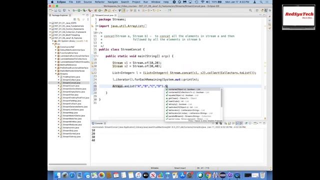 # 188 streams concat lists in java | concat | streams concat |java streams|Streams|java 8|RedSysTec смотреть онлайн