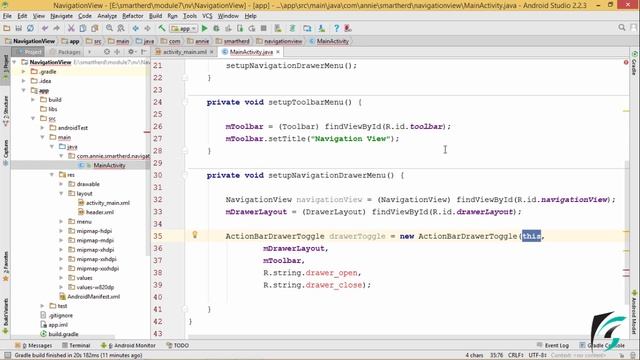 #8.2 Android NavigationView | Navigation Drawer | Implementing Simple Menu Items смотреть онлайн