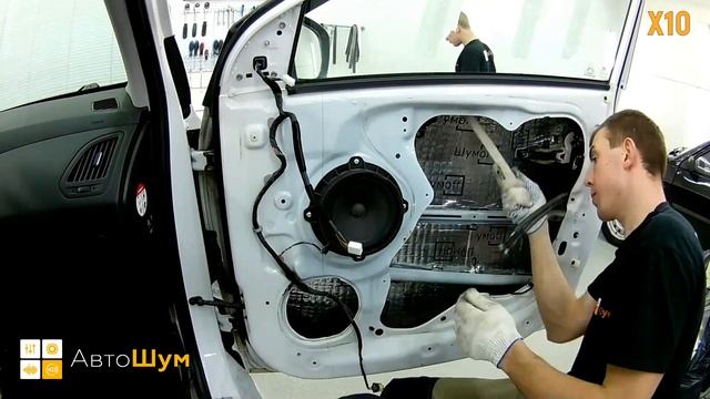 Шумоизоляция дверей Hyundai IX35 в уровне Комфорт. АвтоШум. смотреть онлайн