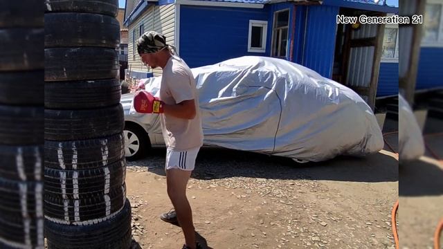 Бокс на выносливость раунд 11.Работа непрерываная по груше из покрышек, начинаем прогресс. смотреть онлайн