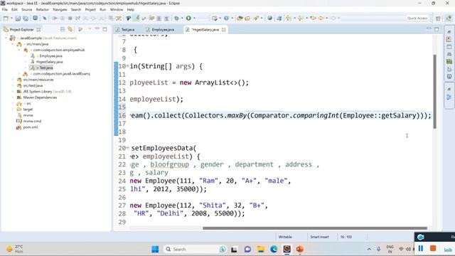 Find the employee details who has highest salary in the organization by using stream API || java 8 смотреть онлайн