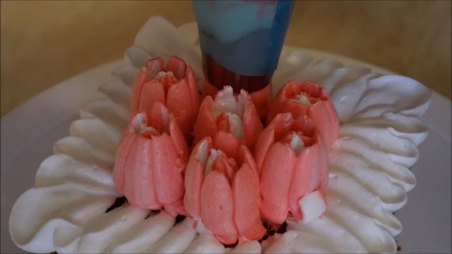 ЦВЕТЫ из крема МК по украшению пирожных МИНИ ТОРТИКИ смотреть онлайн