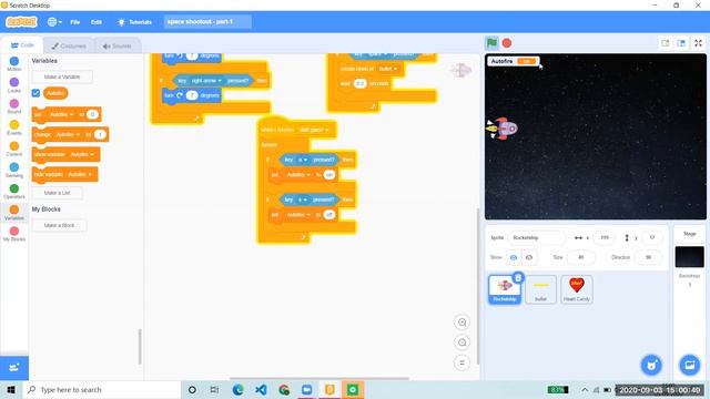 How to create a space shootout game -for biggeners| part - 2 Autofire , play button,enemy смотреть онлайн