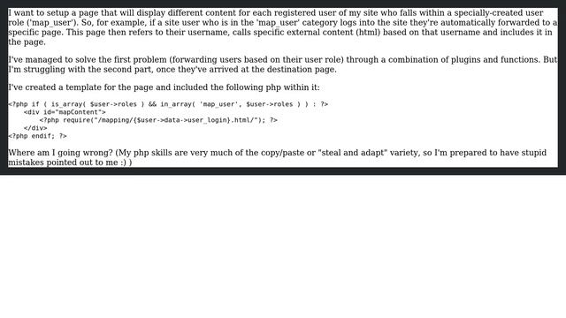 Wordpress: How can I call a specific file (via php) by referencing the logged-in username? смотреть онлайн