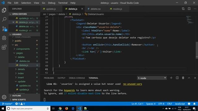 Curso de ReactJS com Backend em Moongose e banco de dados MongoDB - CRUD - Aula 07 - Delete смотреть онлайн