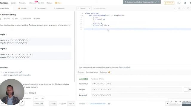 LeetCode Reverse String Explained (Python Solution ) in Amharic (አማርኛ) смотреть онлайн