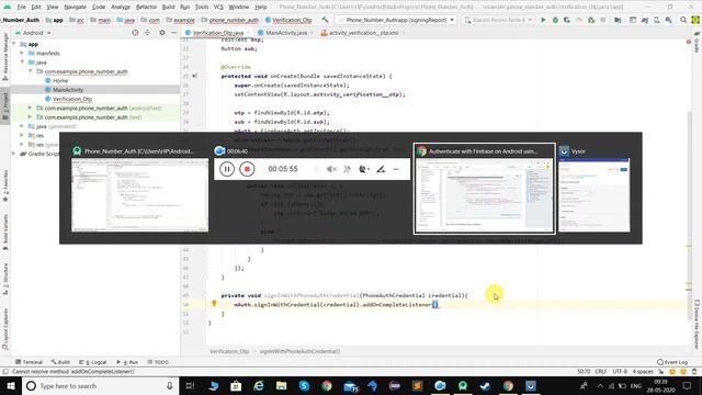 Verification OTP in android studio:-Authenticate with Firebase Part2 смотреть онлайн