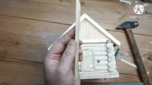 Макет деревянного домика из бревна своими руками !