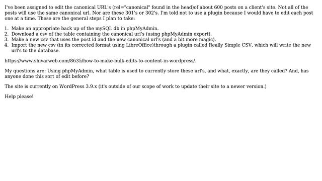 Wordpress: How to bulk edit canonical url's in SQL? смотреть онлайн