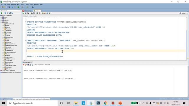 Tablespace - Database Oracle 18c XE смотреть онлайн
