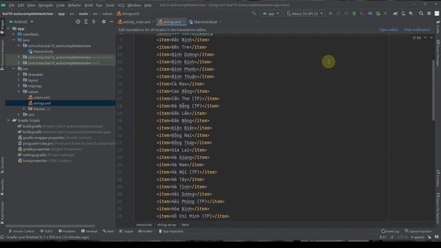 10. Androidstudio kotlin - AutoCompleteTextView kotlin - Gợi ý nhập liệu cho ứng dụng - tuhoc.cc смотреть онлайн