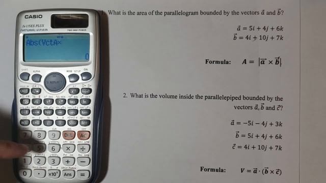 Find area of a parallelogram and volume of a parallelepiped bounded by vectors using Casio FX-115ES смотреть онлайн