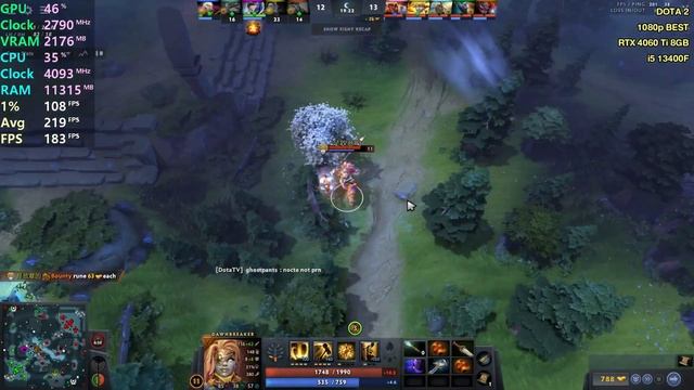 RTX 4060 Ti 8GB + INTEL i5 13400F - i5 12400F - i5 14600K - DOTA 2 (BEST) 1080P December 2023 смотреть онлайн