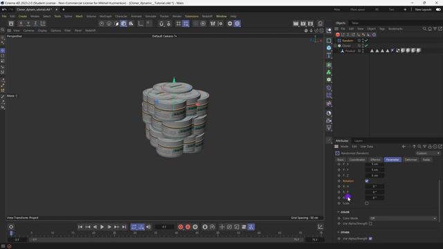 Размножение объекта в Cinema 4D | Динамика и клонер в Cinema 4D смотреть онлайн