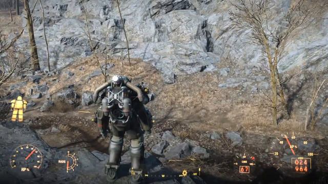 Fallout 4 - Playing with the Power Armor Jetpack смотреть онлайн