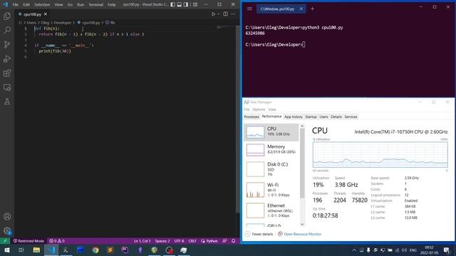 6. Загрузка CPU на 100% на Python смотреть онлайн