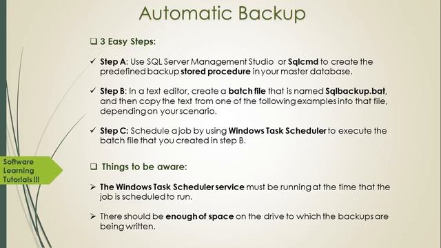 SQL Operations : Part 2 (Database Backup GUI & Script) - SLT смотреть онлайн