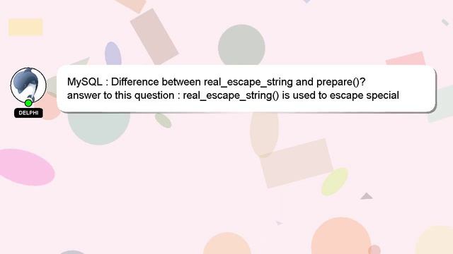 MySQL : Difference between real_escape_string and prepare()? смотреть онлайн